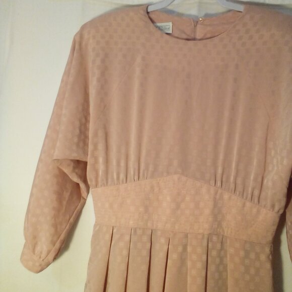 Joan Sparks For Daniel Barrett Vintage Dress Women 14 Long Sleeve Satin Pink - Picture 5 of 15